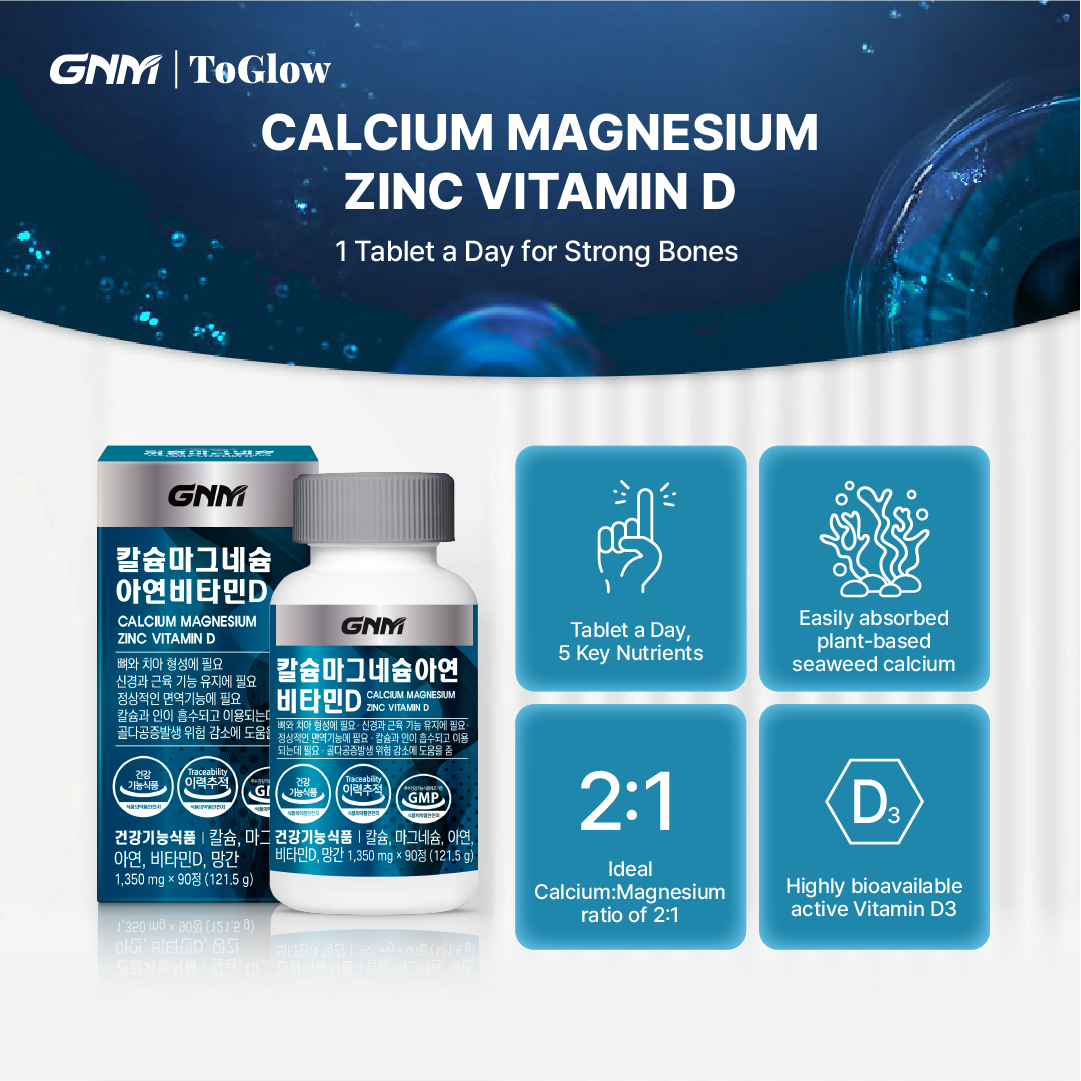 GNM Calcium Magnesium Zinc Vitamin D | Complete Mineral Support for Strong Bones & Immunity