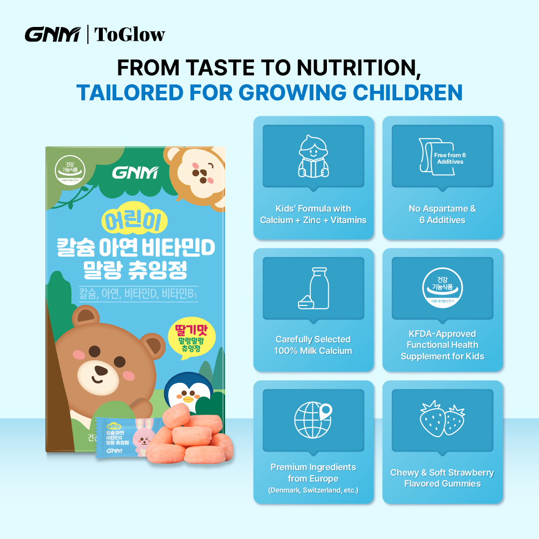 GNM Kids Calcium Zinc Vitamin D Soft Chewable Tablet | Strong Bones & Immunity Support for Kids