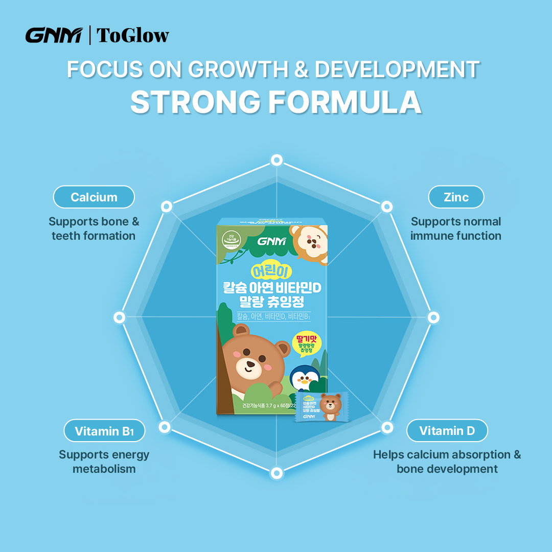 GNM Kids Calcium Zinc Vitamin D Soft Chewable Tablet | Strong Bones & Immunity Support for Kids