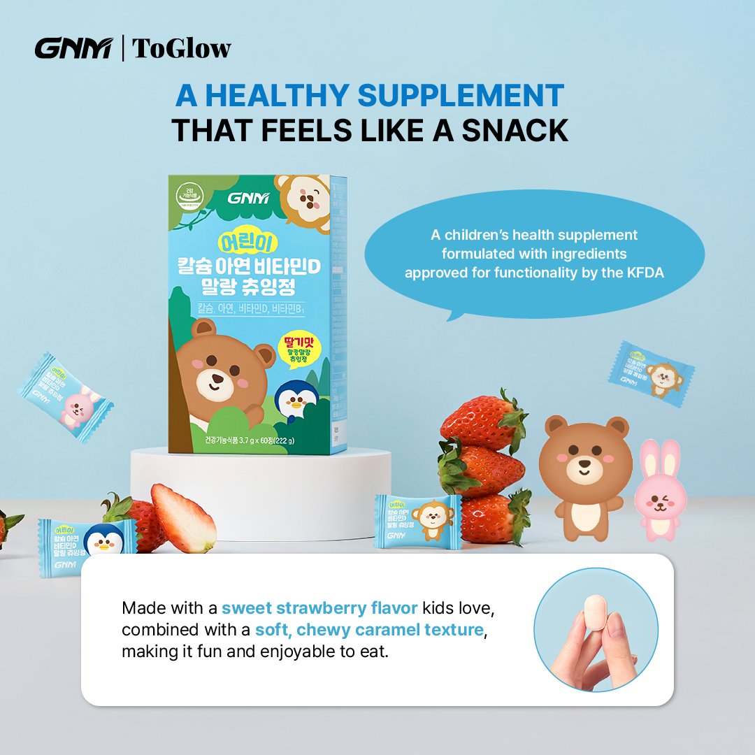 GNM Kids Calcium Zinc Vitamin D Soft Chewable Tablet | Strong Bones & Immunity Support for Kids