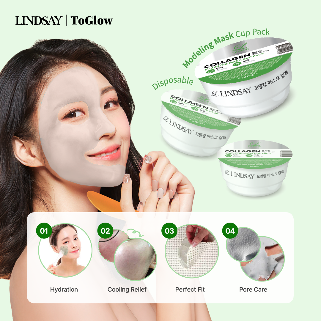 LINDSAY Disposable Modeling Mask Cup Pack - Tea Tree/Collagen/Vitamin