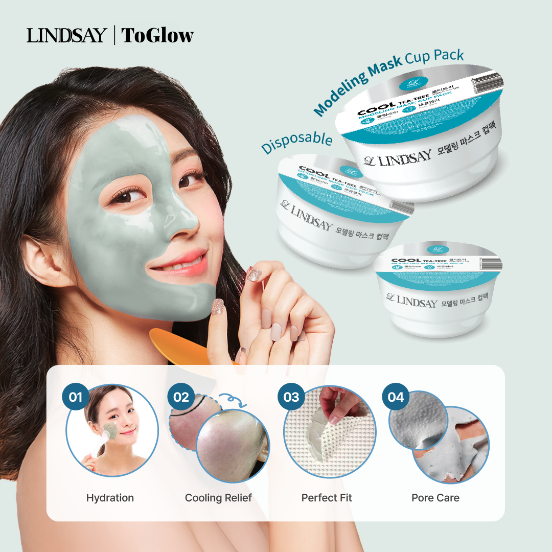 LINDSAY Disposable Modeling Mask Cup Pack - Tea Tree/Collagen/Vitamin