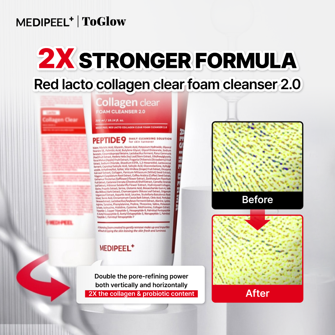 [MEDIPEEL] Red Lacto Collagen Clear 2.0 300ml | Foam Cleanser for Pore Purity and Moisture Care