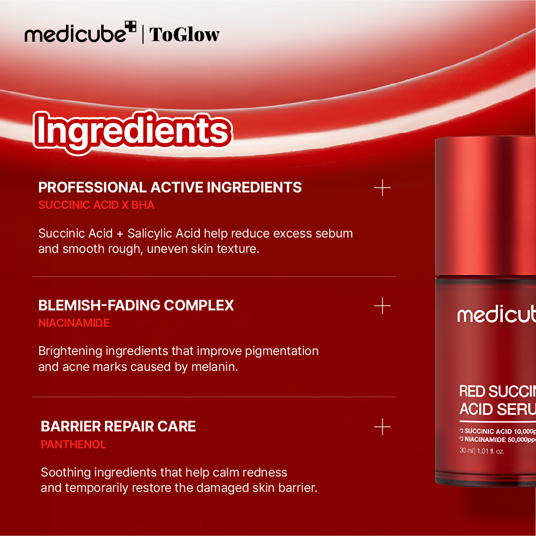 [medicube] Red Succinic Acid Serum 30ml | Acne-Clearing Serum with Succinic Acid