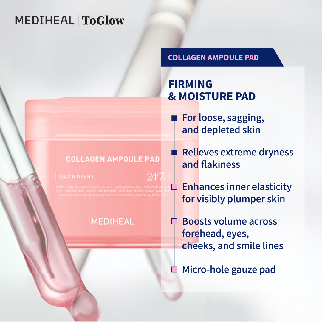 [MEDIHEAL] Collagen Ampoule Pad 100pcs | Firming Pads for Hydration & Elasticity