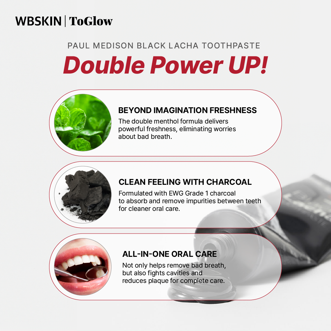 [PAUL MEDISON] Black Lacha Toothpaste 110g | Whitening Toothpaste with Charcoal for Plaque Removal