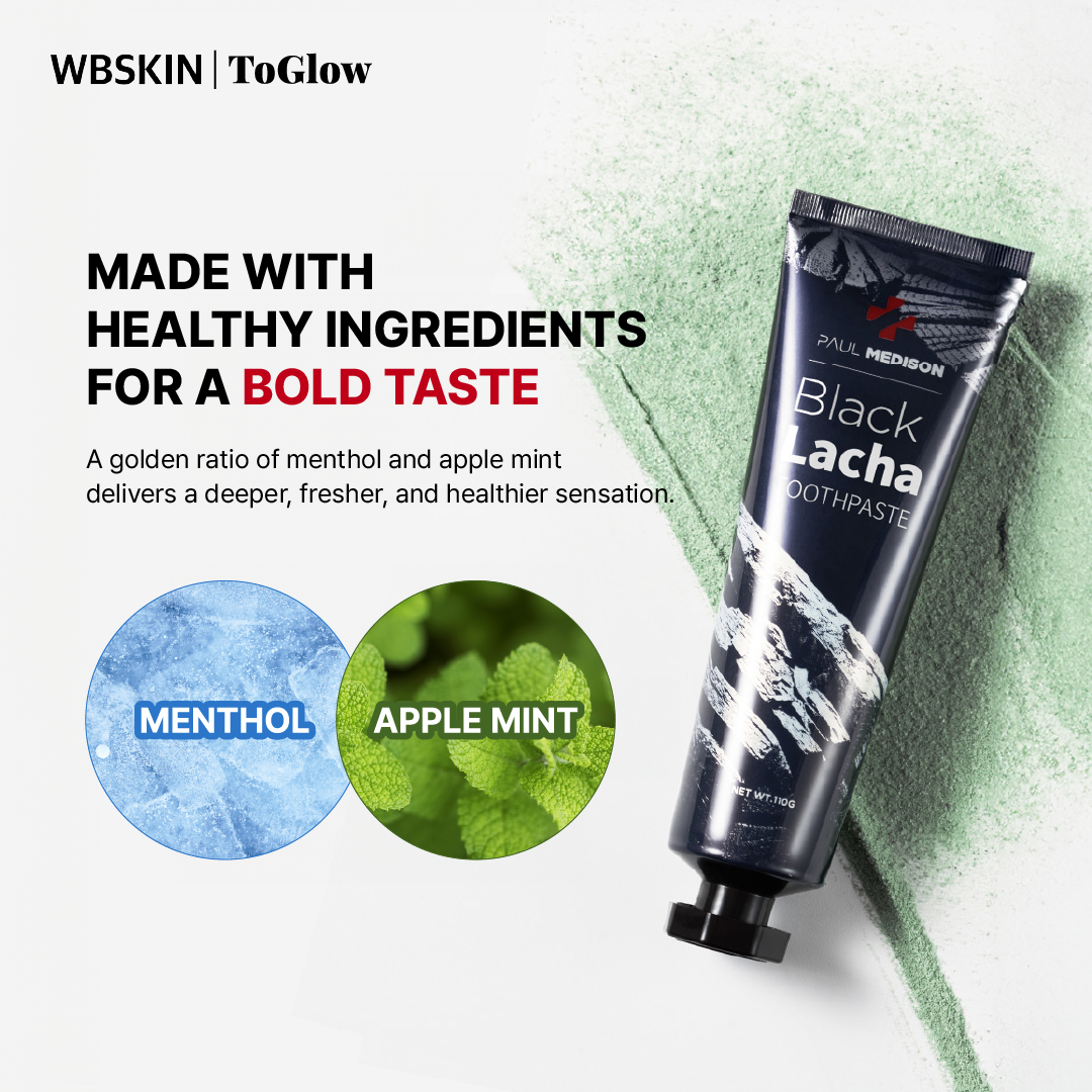 [PAUL MEDISON] Black Lacha Toothpaste 110g | Whitening Toothpaste with Charcoal for Plaque Removal