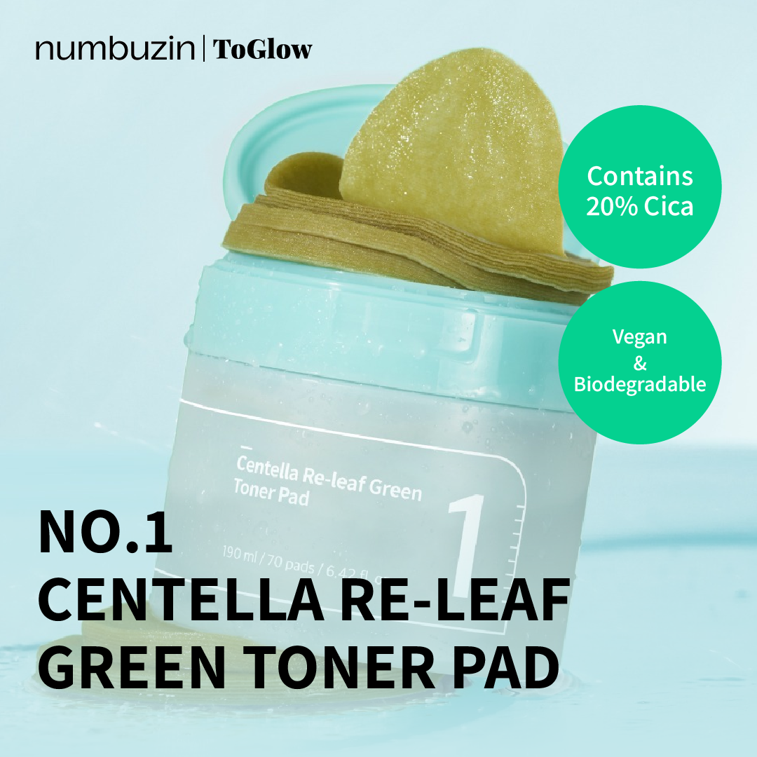 [numbuzin] No.1 Centella Re-leaf Green Toner Pad 70pcs | Centella Toner Pads for Skin Barrier Care