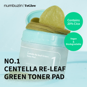 [numbuzin] No.1 Centella Re-leaf Green Toner Pad 70pcs | Centella Toner Pads for Skin Barrier Care