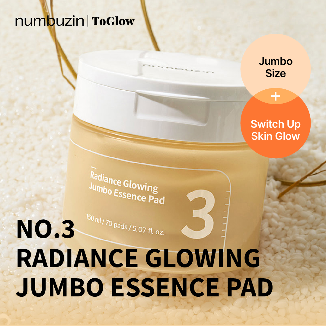 [numbuzin] No.3 Radiance Glowing Jumbo Essence Pad 70pcs | Jumbo Pads for Radiant, Glowing Skin
