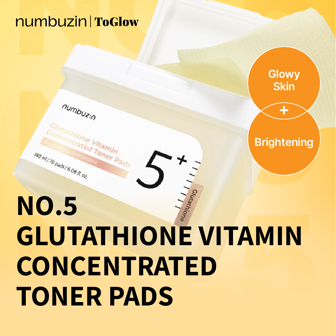 [numbuzin] No.5 Glutathione Vitamin Concentrated Toner Pads 70pcs | Brightening Toner Pads for Radiant, Even Skin