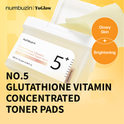 [numbuzin] No.5 Glutathione Vitamin Concentrated Toner Pads 70pcs | Brightening Toner Pads for Radiant, Even Skin