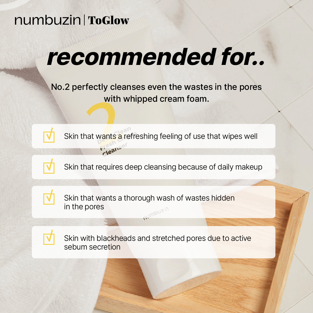 [numbuzin] No.2 Deep Clean Fresh Cream Cleansing Foam 120ml | Rich Foam Cleanser for Fresh, Clear Skin