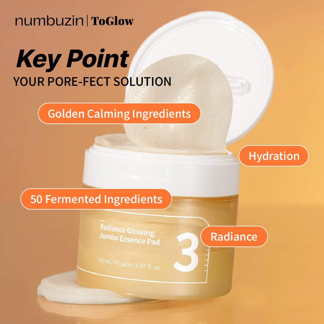 [numbuzin] No.3 Radiance Glowing Jumbo Essence Pad 70pcs | Jumbo Pads for Radiant, Glowing Skin