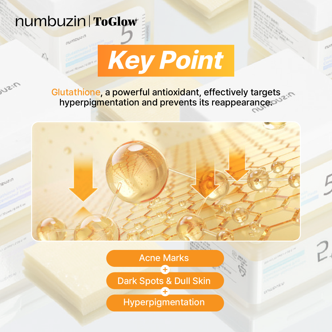 [numbuzin] No.5 Glutathione Vitamin Concentrated Toner Pads 70pcs | Brightening Toner Pads for Radiant, Even Skin