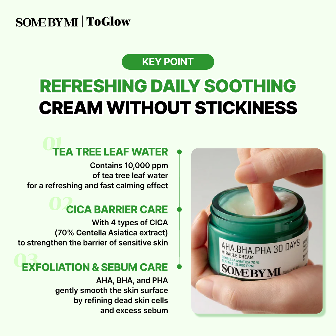 [SOME BY MI] AHA·BHA·PHA 30 Days Miracle Cream 60g | Soothing Cream for Acne-Prone & Sensitive Skin