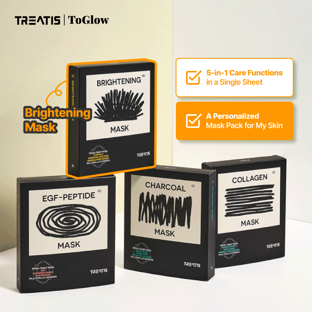 TREATIS Brightening Mask 10pcs | Erase Dullness, Reveal Radiance