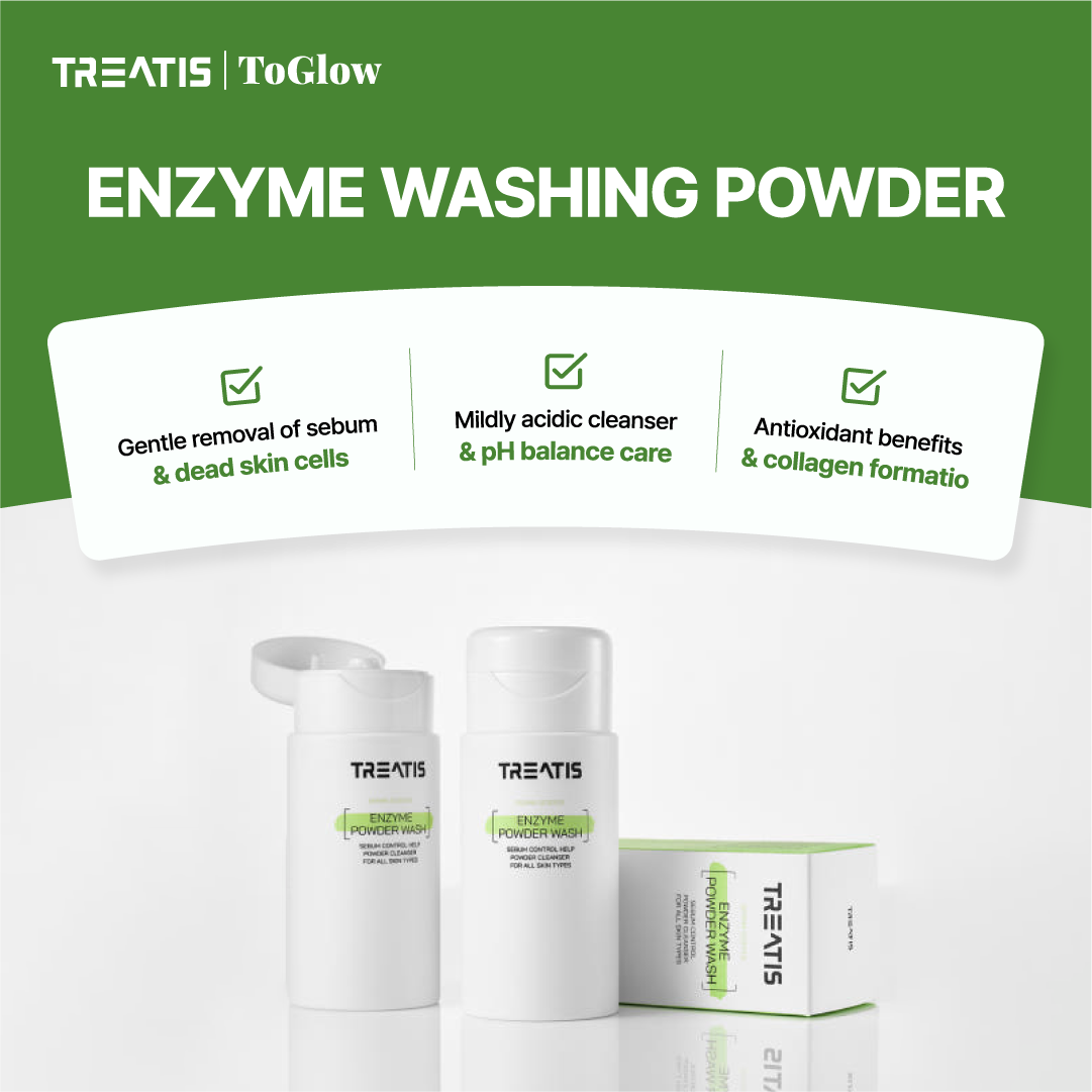 TREATIS Enzyme Powder Wash 80g | Exfoliate Gently, Brighten Skin Tone