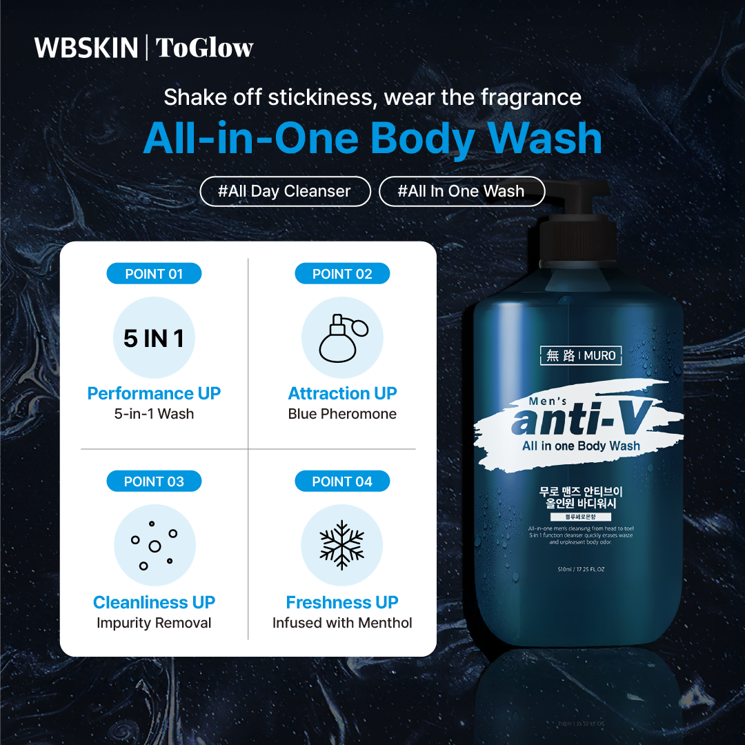 [MURO] Men’s Anti-V All-in-One Body Wash (Blue Pheromone Scent) 510ml | Refreshing Body Wash for Clean & Energized Skin