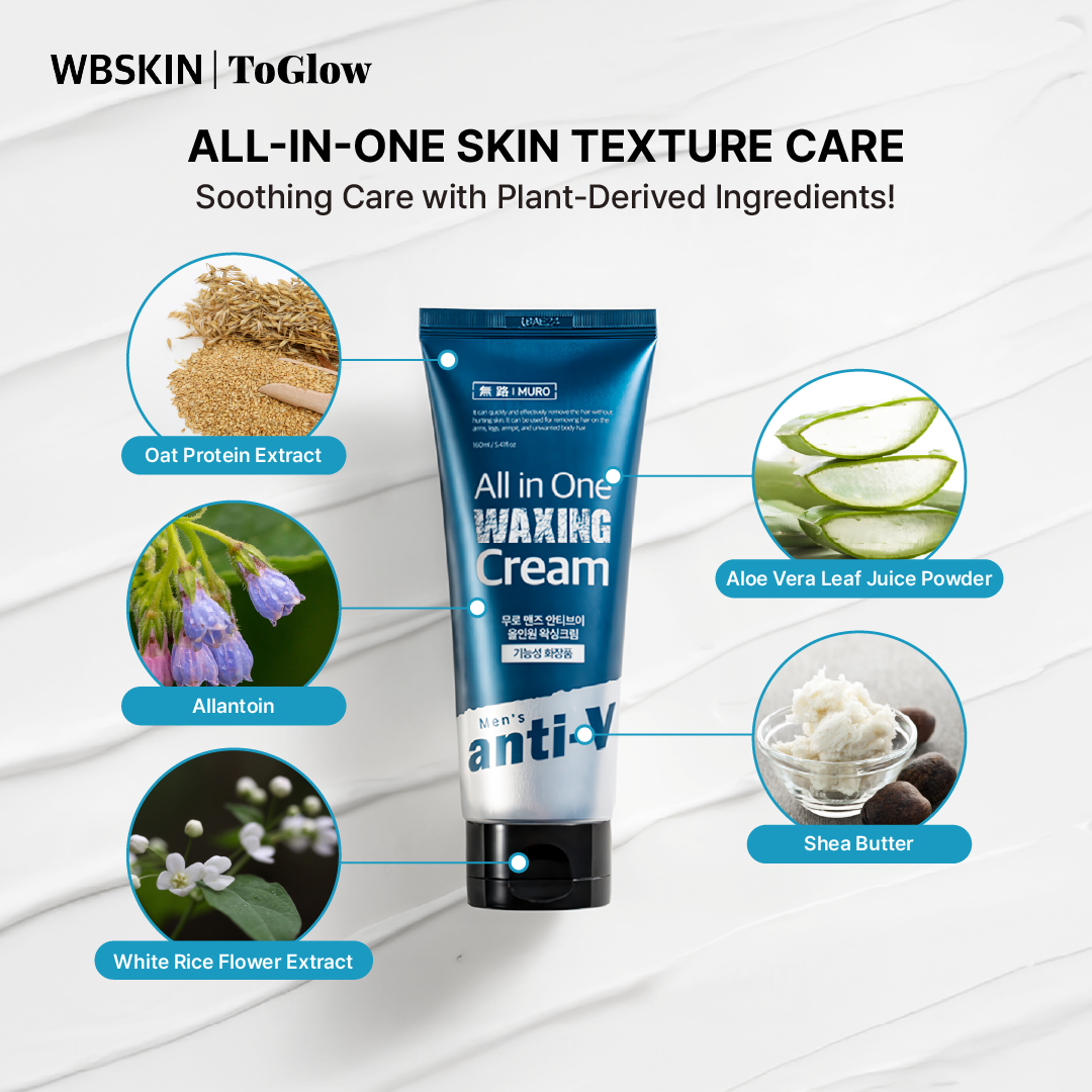 [MURO] Men’s Anti-V All-in-One Waxing Cream 160ml | Gentle Hair Removal Cream for Smooth Skin