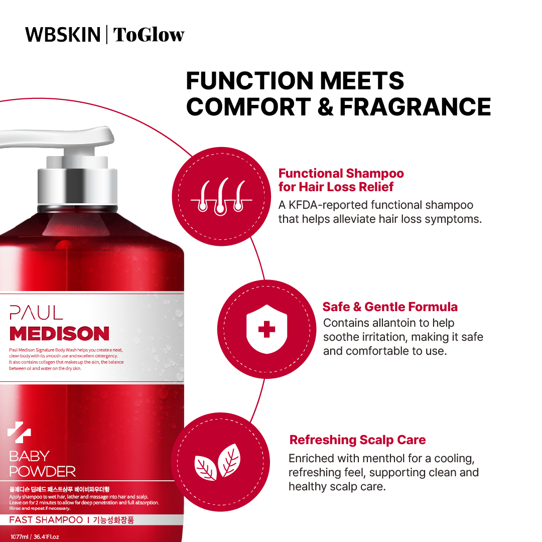 PAUL MEDISON Deep-red Fast Shampoo 1077ml | Scalp Care for Strong, Healthy Hair