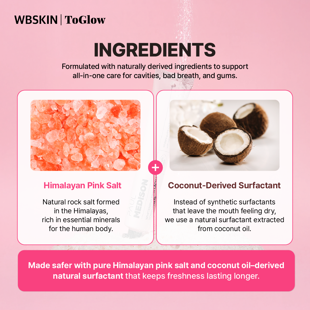 [PAUL MEDISON] Whitening Pink Lacha Toothpaste 100g | Brightening Toothpaste with Gentle Foam Care