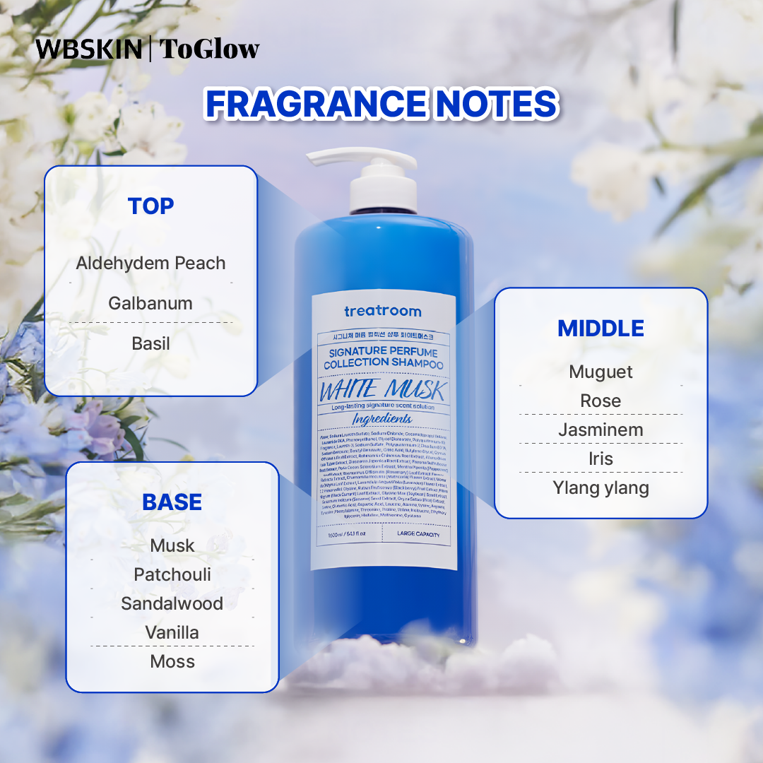 [treatroom] Signature Perfume Collection Shampoo White Musk Scent 1600ml | Strengthens Hair and Soothes Dry Scalp